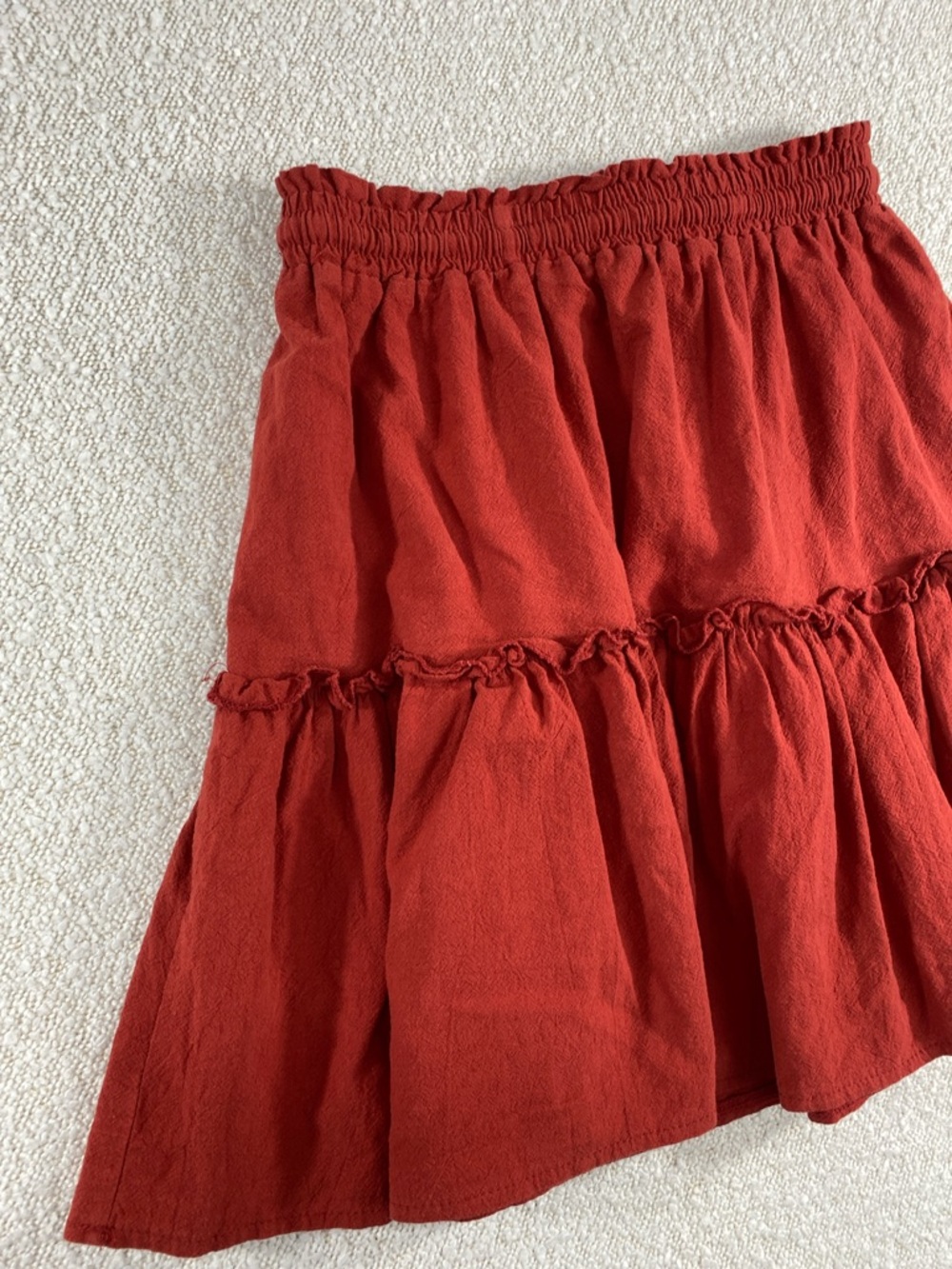 Women’s dark Red Tiered Drawstring Skirt. - Picture 8 of 15